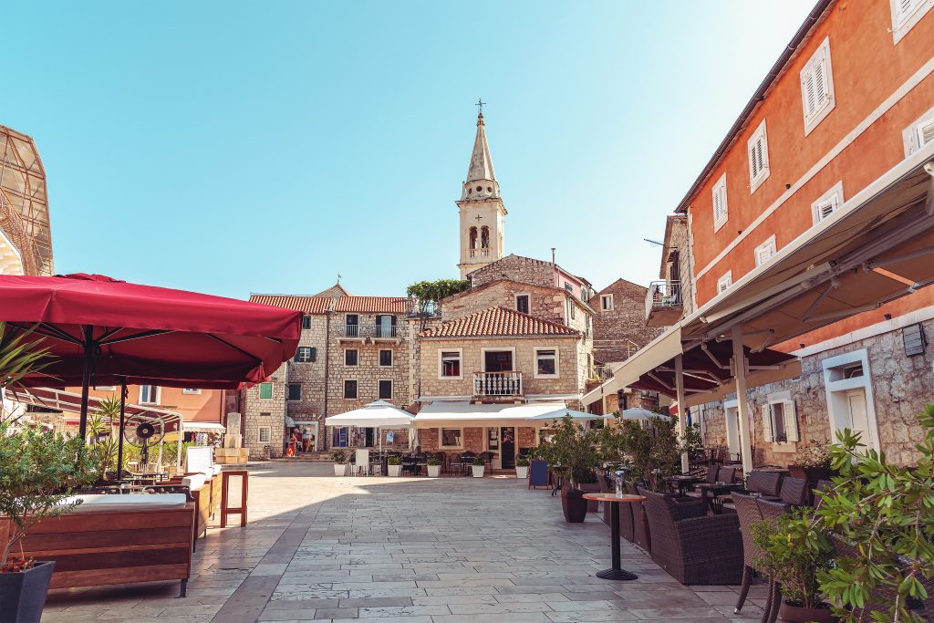 main square of jelsa town, hvar, croatia