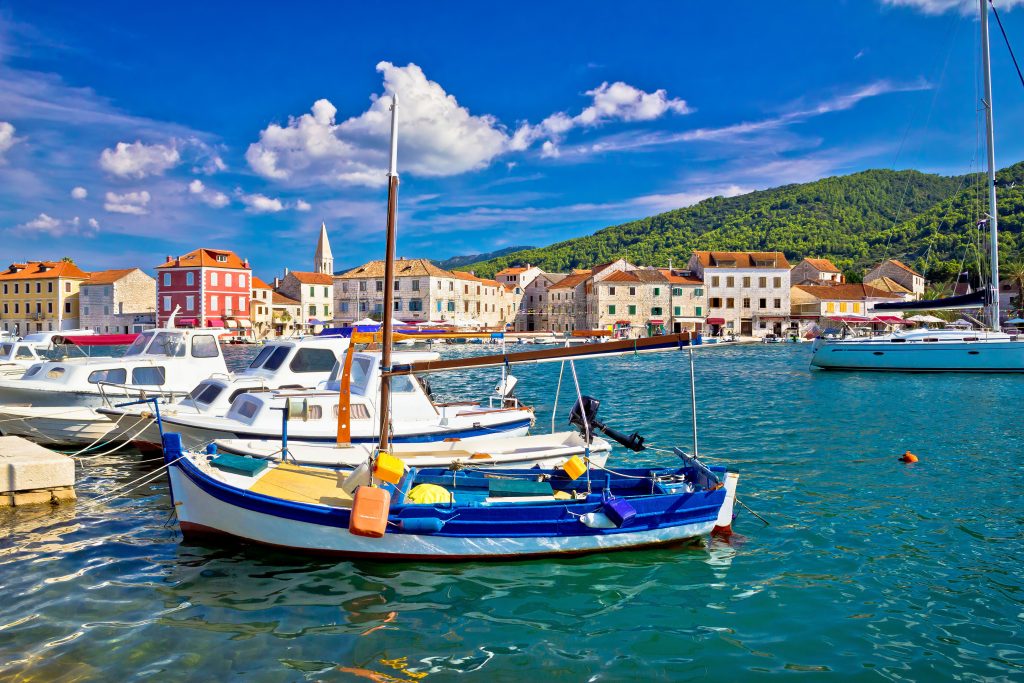 town of starigrad on hvar island colorful waterfront view in dalmatia, croatia